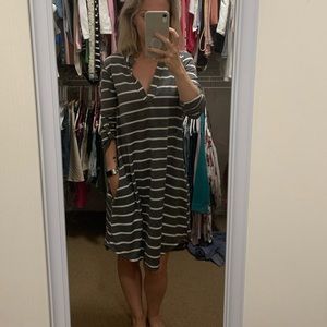 Gray White Striped Dress